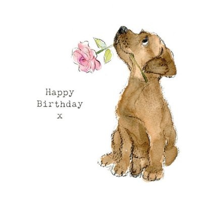 Cute Illustrated Labrador Puppy Birthday Card