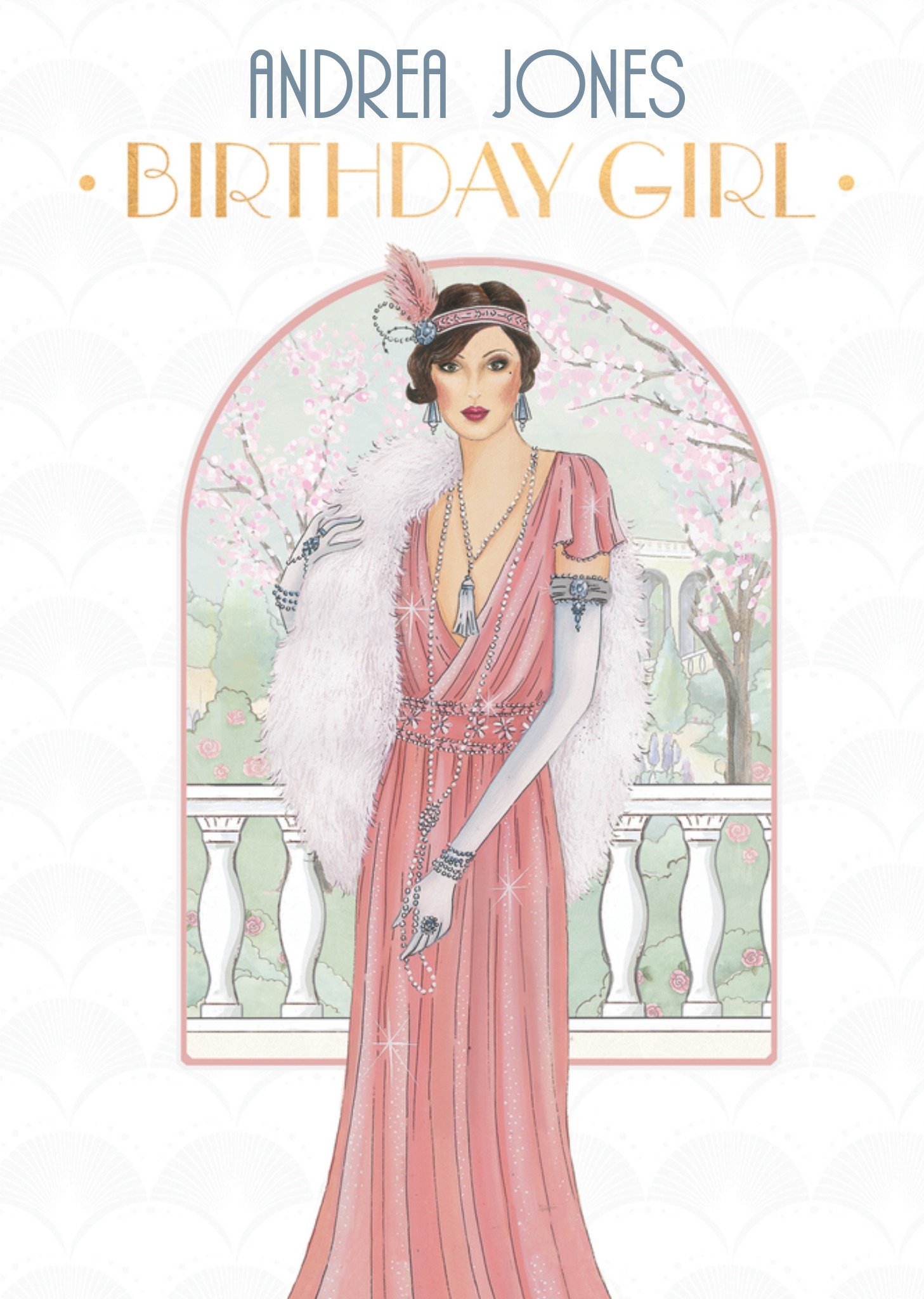 Moonpig Birthday Girl Art Deco Card