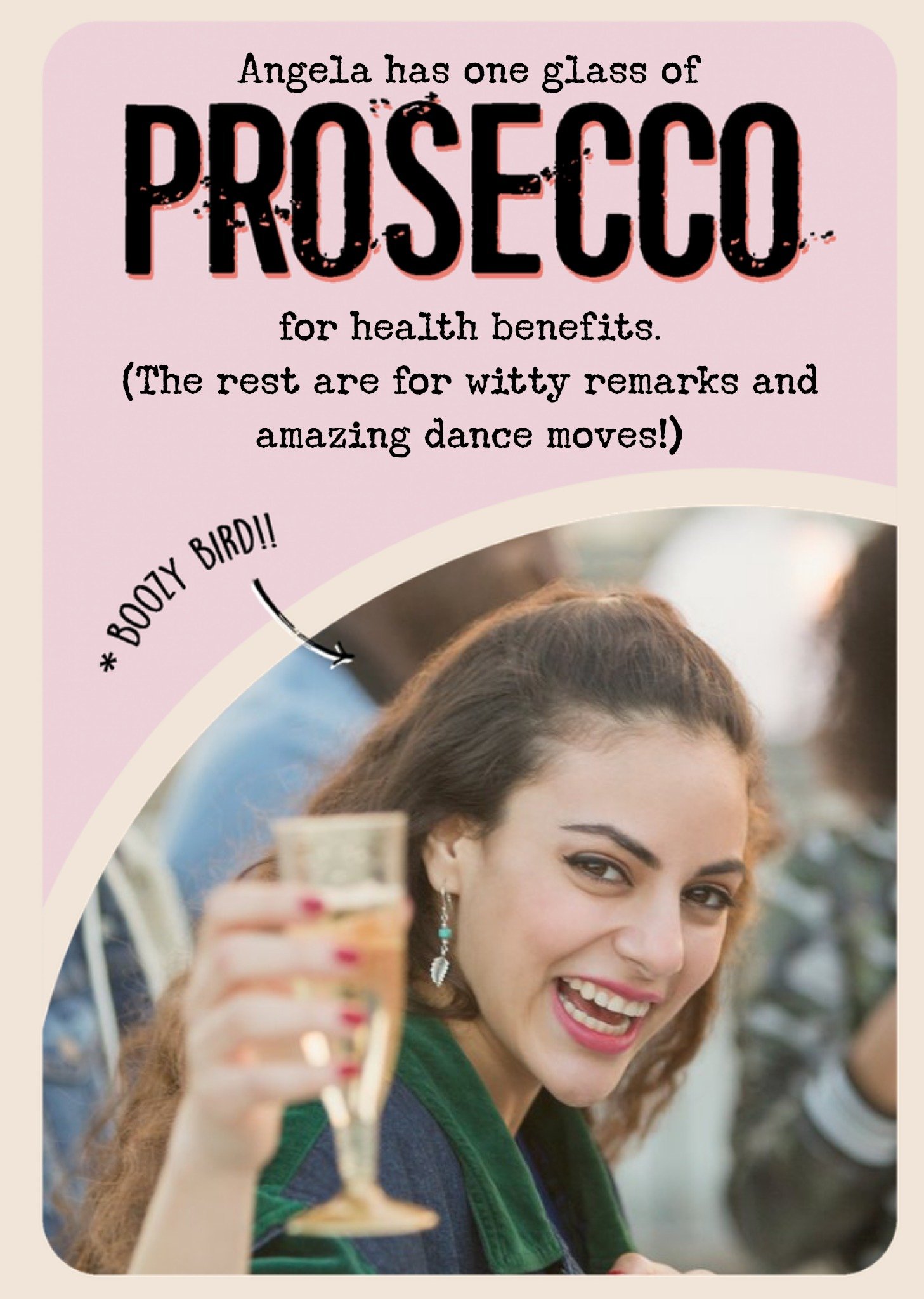 Moonpig Funny Prosecco Photo Birthday Card