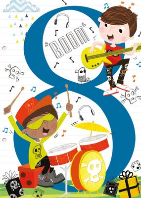 Kids Playing Music 8 Birthday Card