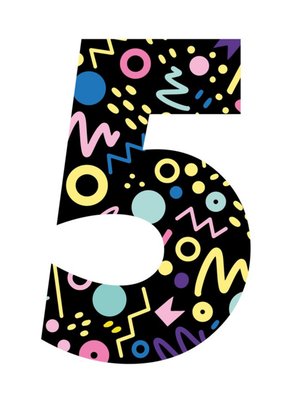 Retro Design Fifth Birthday Card