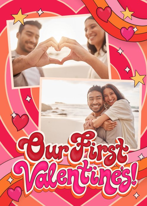 Heartfelt Retro Style Our First Valentine's Photo Upload Valentine's Day Card