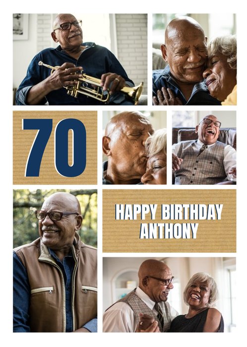 Multiple Photo Upload Happy 70th Birthday Card