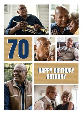 Multiple Photo Upload Happy 70th Birthday Card
