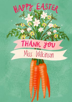 Cake And Crayons Illustrated Carrot Flowers Easter Thank You Card