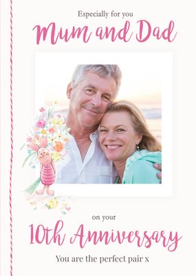 Disney Winnie The Pooh Mum And Dad Perfect Pair 10th Anniversary Photo Upload Card