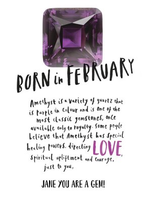 Born In February Personalised Birthday Card