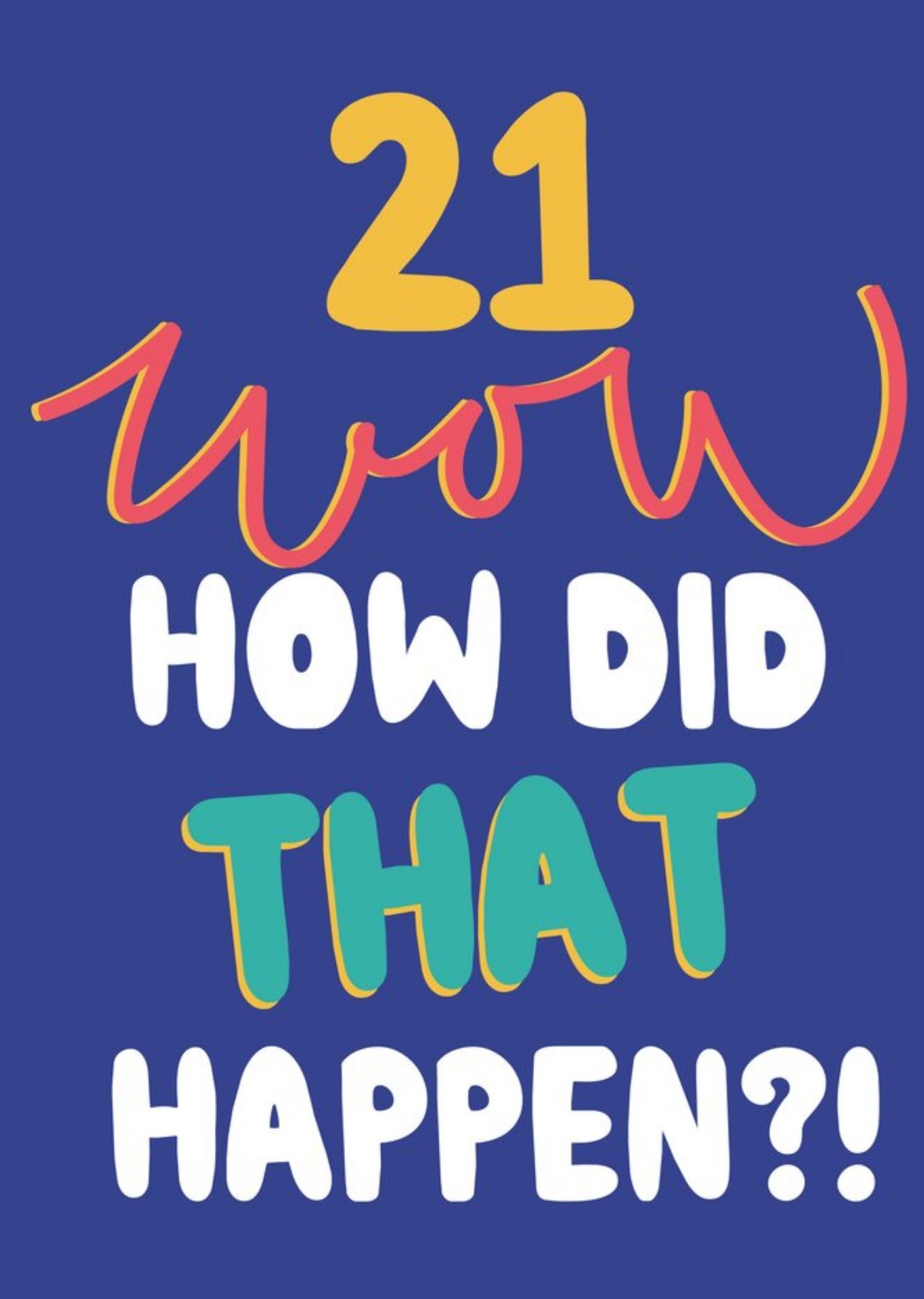 Moonpig 21 Wow How Did That Happen Bright Typographic Birthday Card