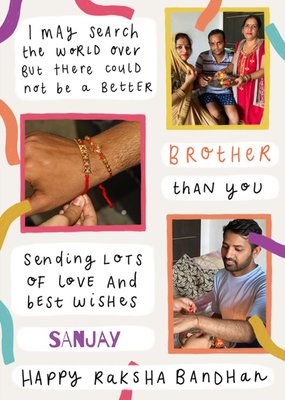 No Better Brother Than You Raksha Bandhan Photo Upload Card