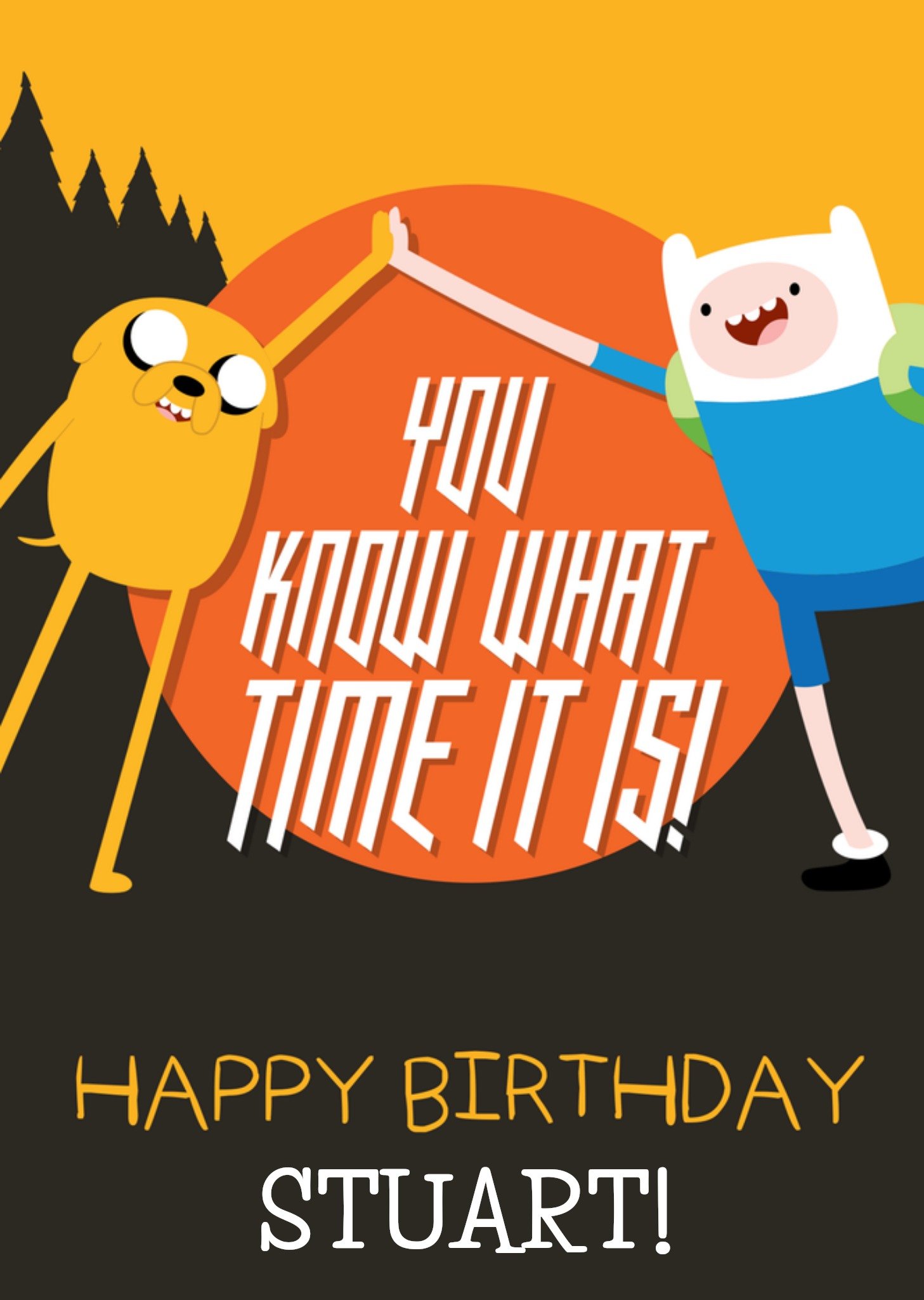 Moonpig Adventure Time You Know What Time It Is Happy Birthday Personalised Card