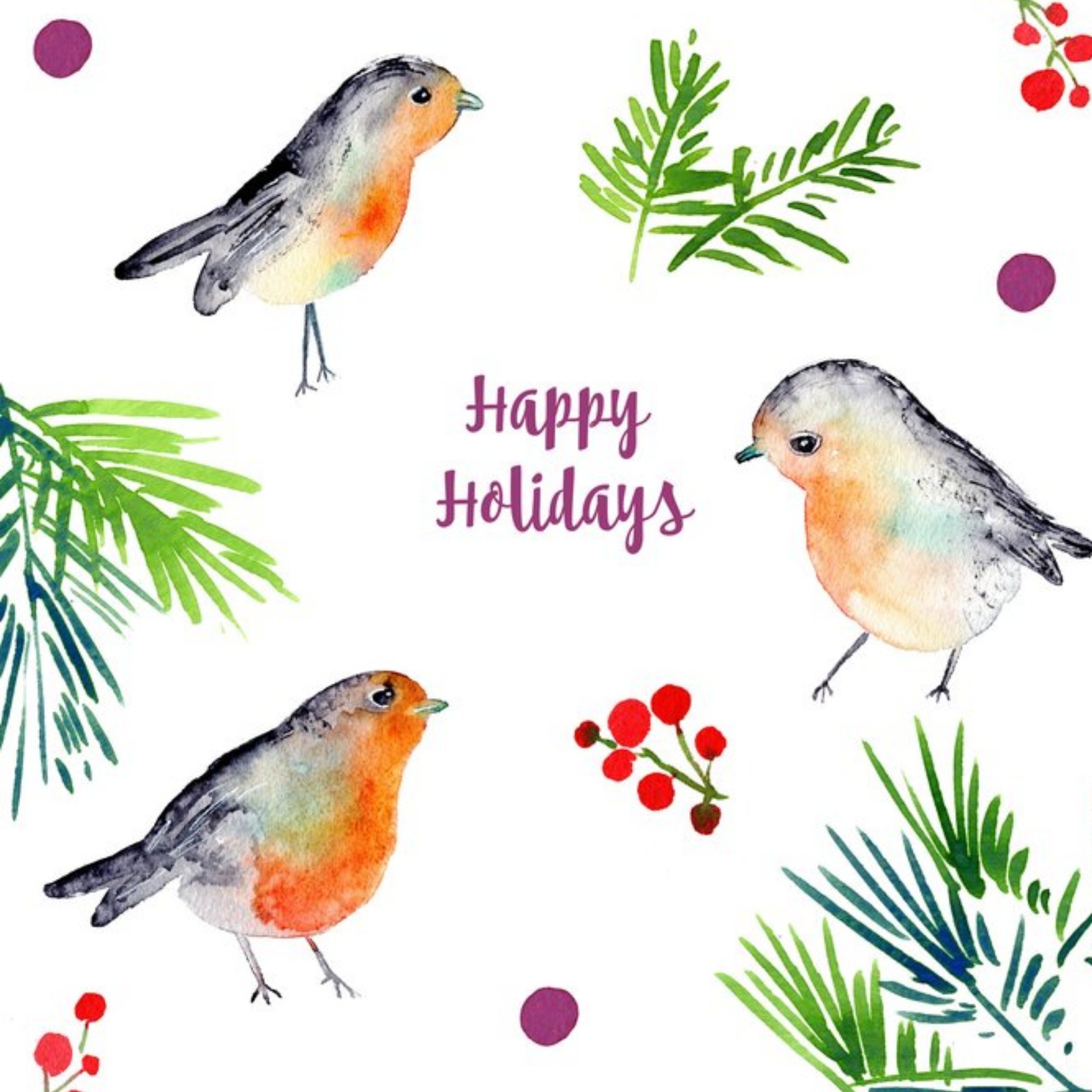 Moonpig Robins Happy Holidays Card
