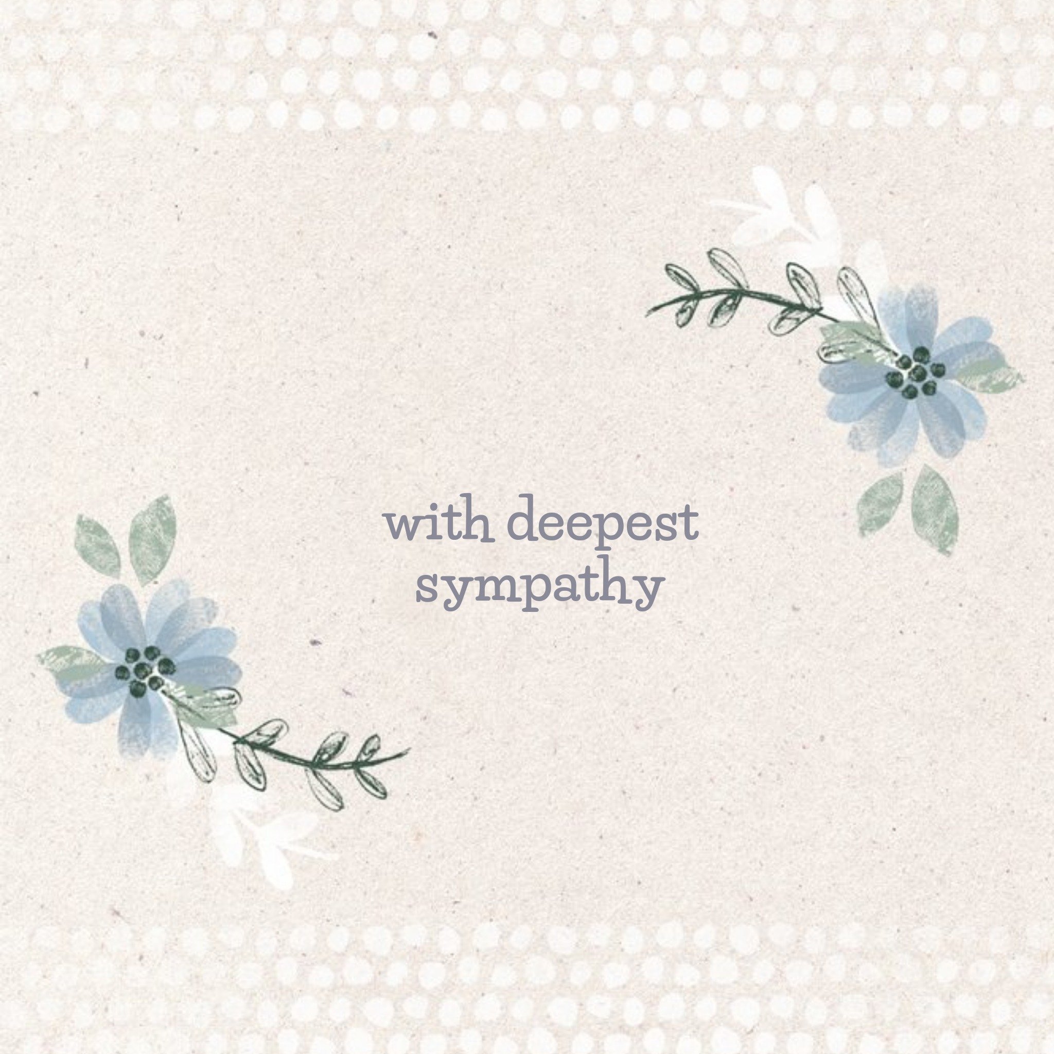 Moonpig Cream And Blue Flower Personalised With Deepest Sympathy Card