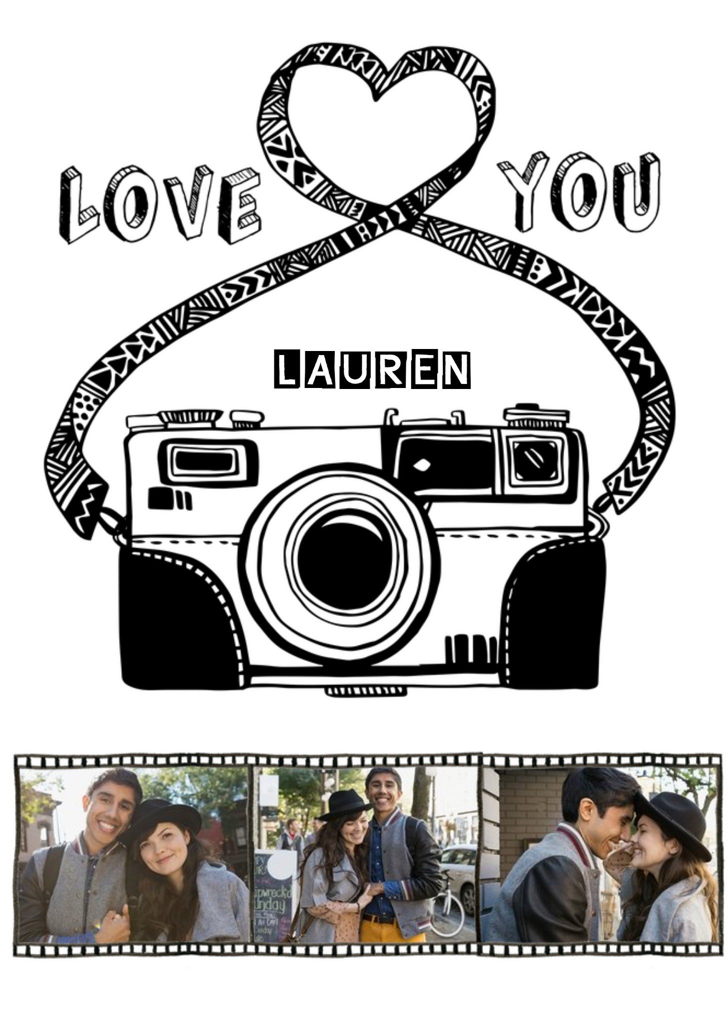 Moonpig Camera Drawing Love You Photo Strip Card
