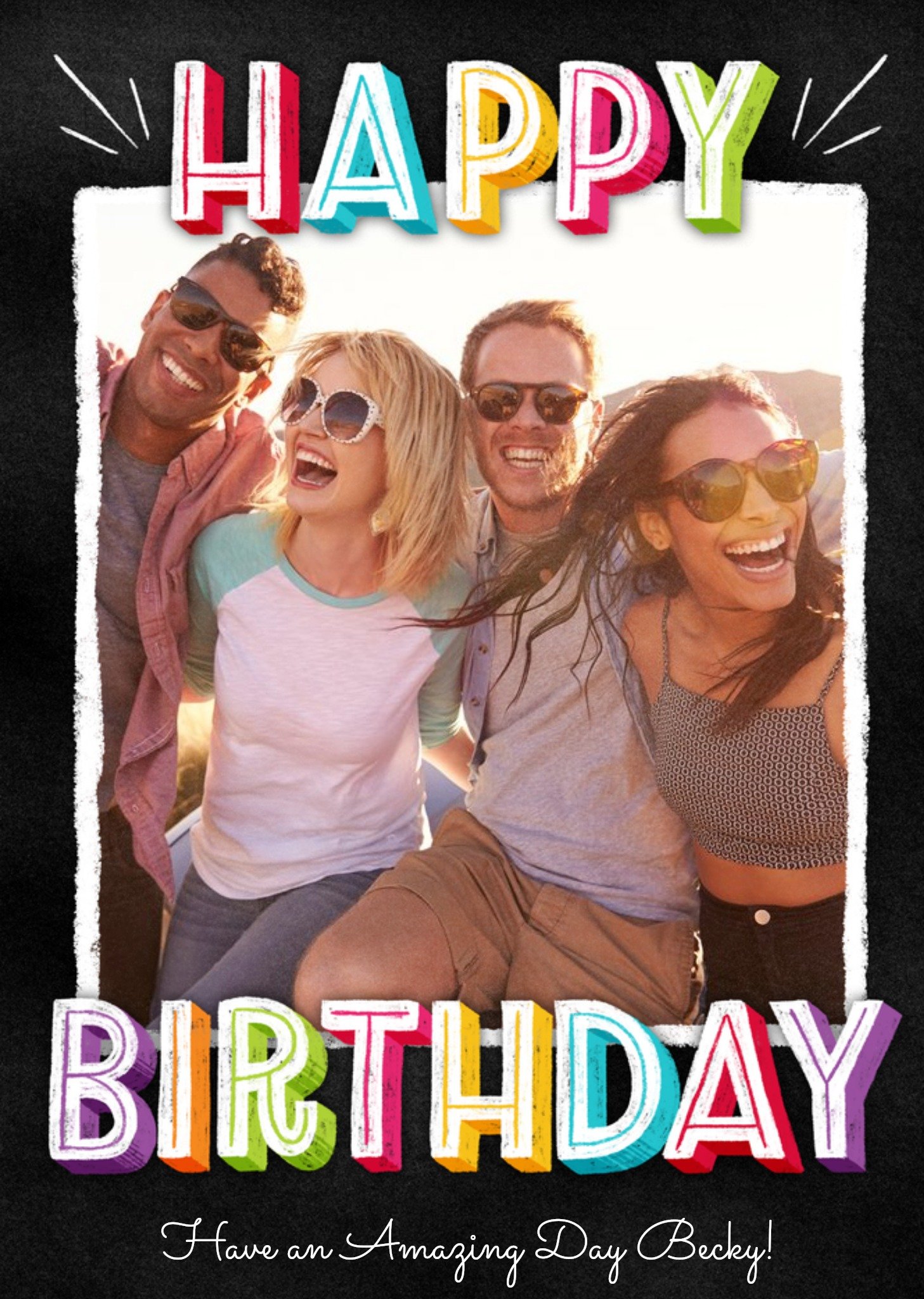 Moonpig Bright Block Letters Happy Birthday Photo Card