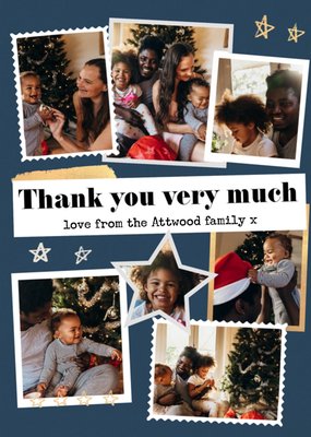 Modern Photo Upload CollageThank You Very Much Christmas Thank You Card