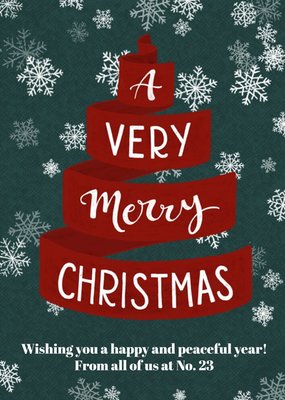 A Very Merry Christmas Ribbon Personalised Card