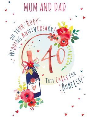 Mum And Dad 40th Ruby Wedding Anniversary Champagne Card