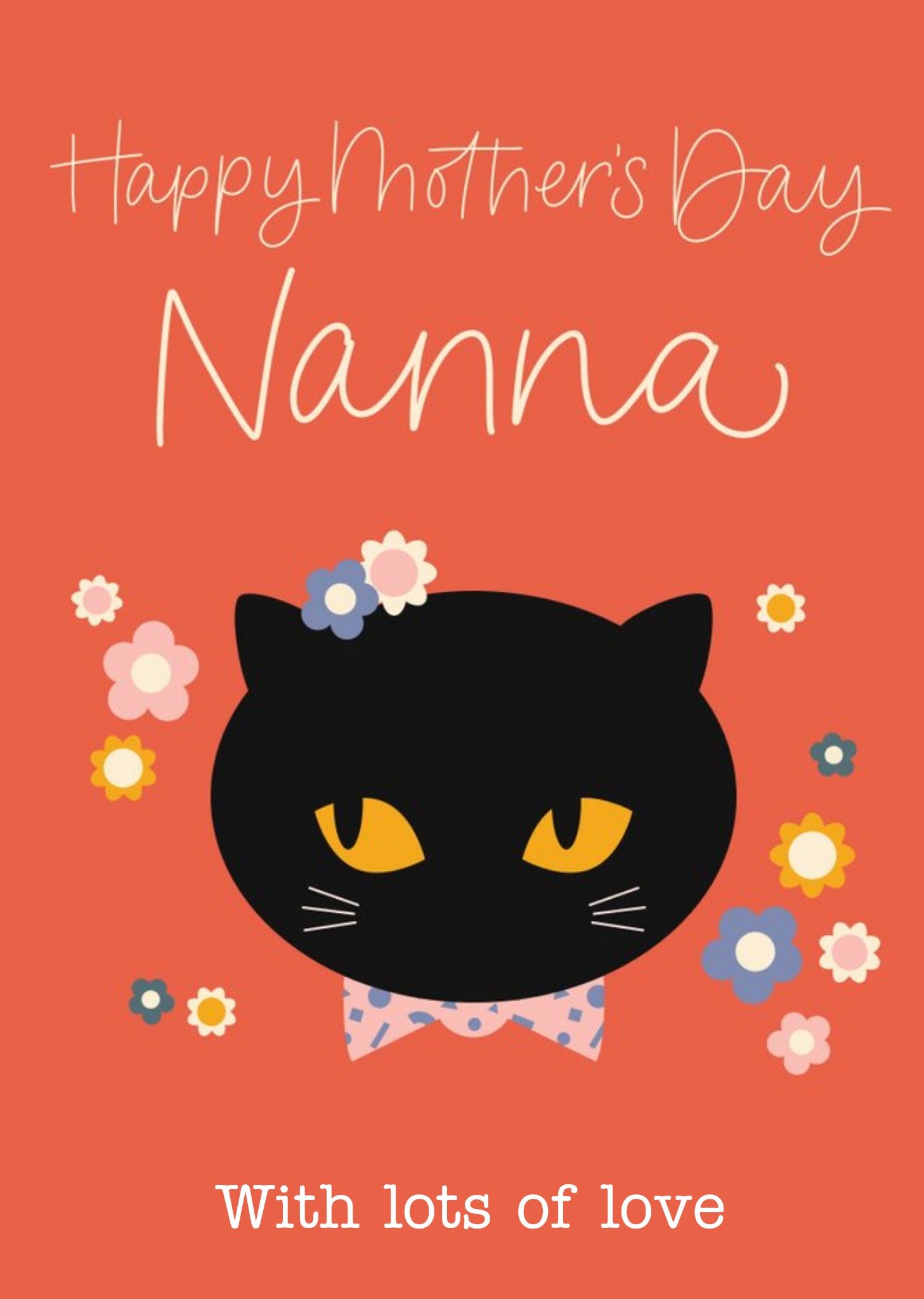 Moonpig Typographic Black Cat Nanna Happy Mothers Day Card, Large