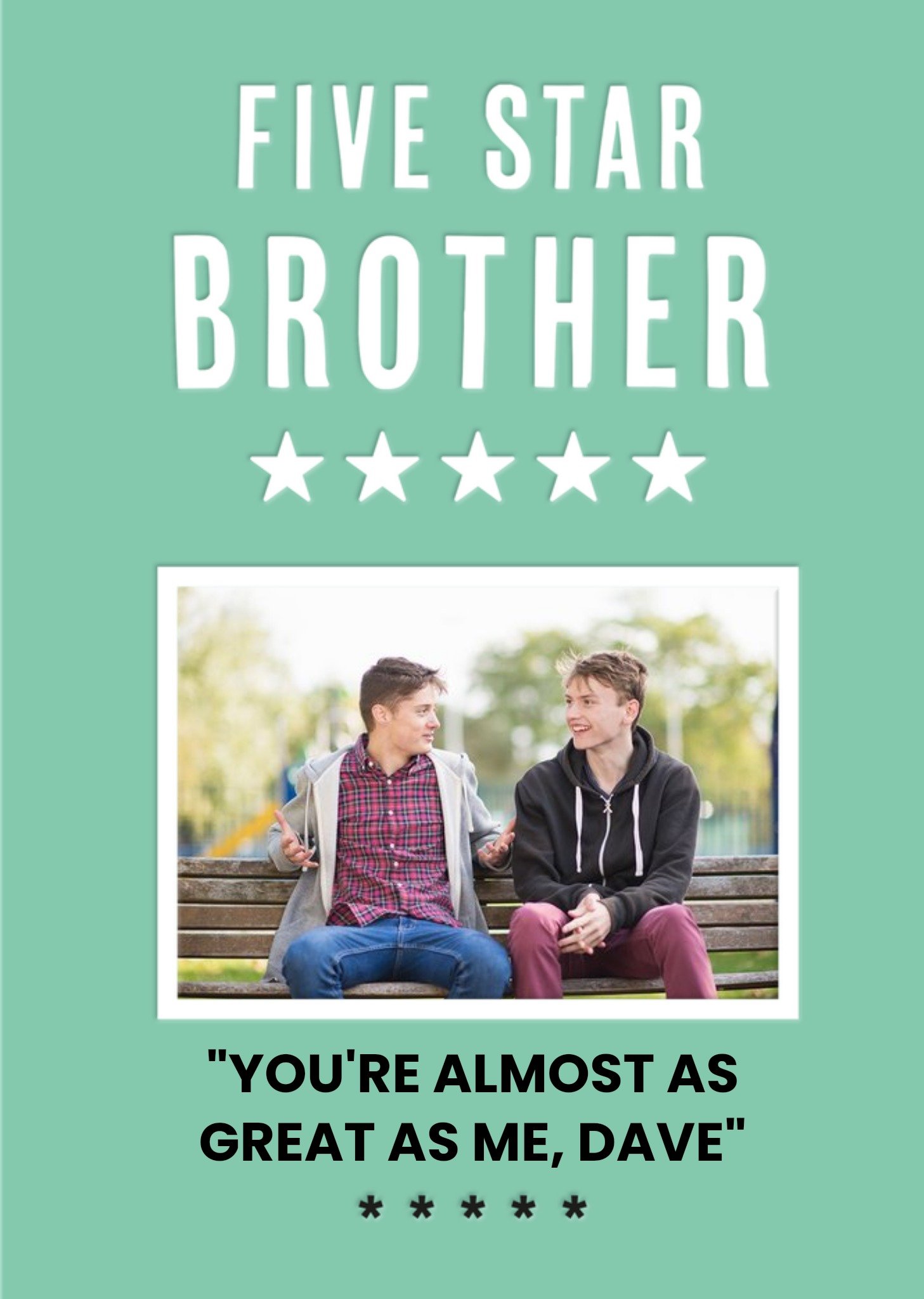 Moonpig Five Star Brother Funny Photo Upload Card
