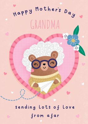 Jess Moorhouse Sending Lots Of Love From Afar Illustrated Grandma Bear Mother's Day Card