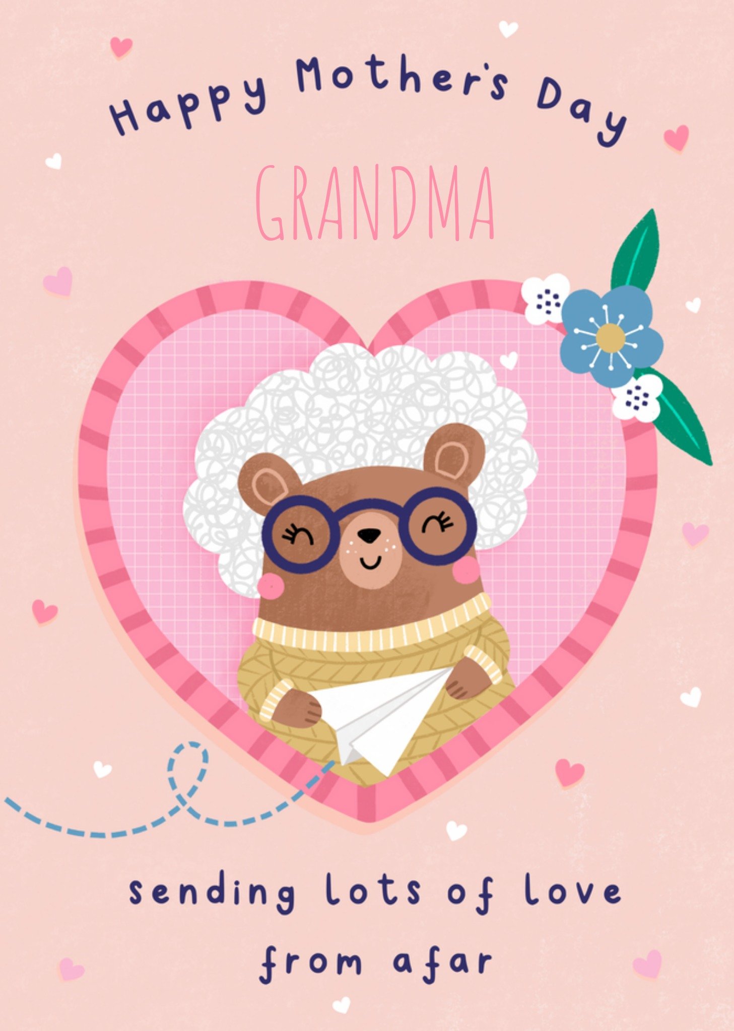 Moonpig Jess Moorhouse Sending Lots Of Love From Afar Illustrated Grandma Bear Mother's Day Card Eca