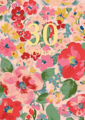 Cath Kidston 30 Today Floral Illustrated Birthday Card 