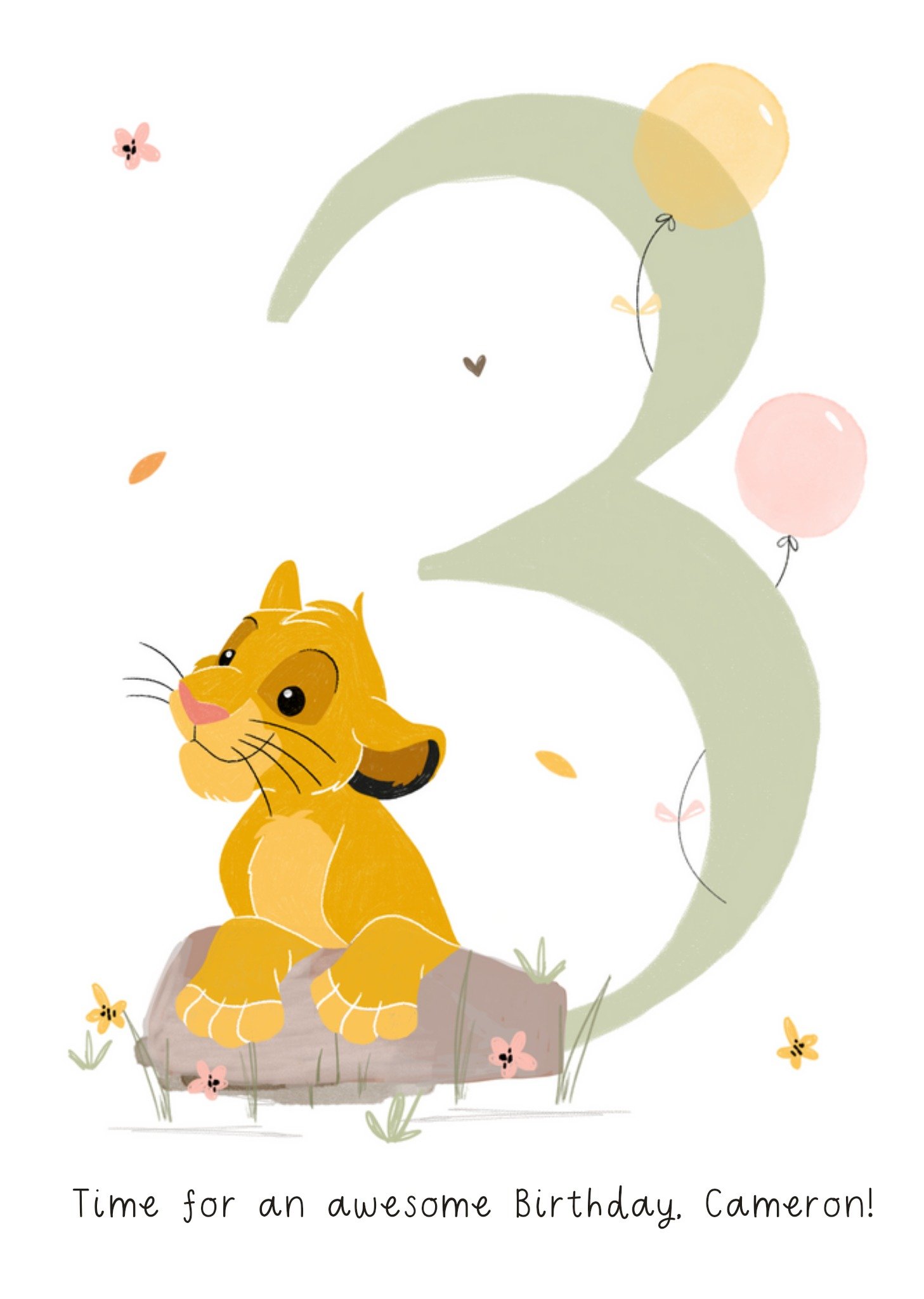 Disney The Lion King Simba 3 Today Time For An Awesome Birthday Card, Large