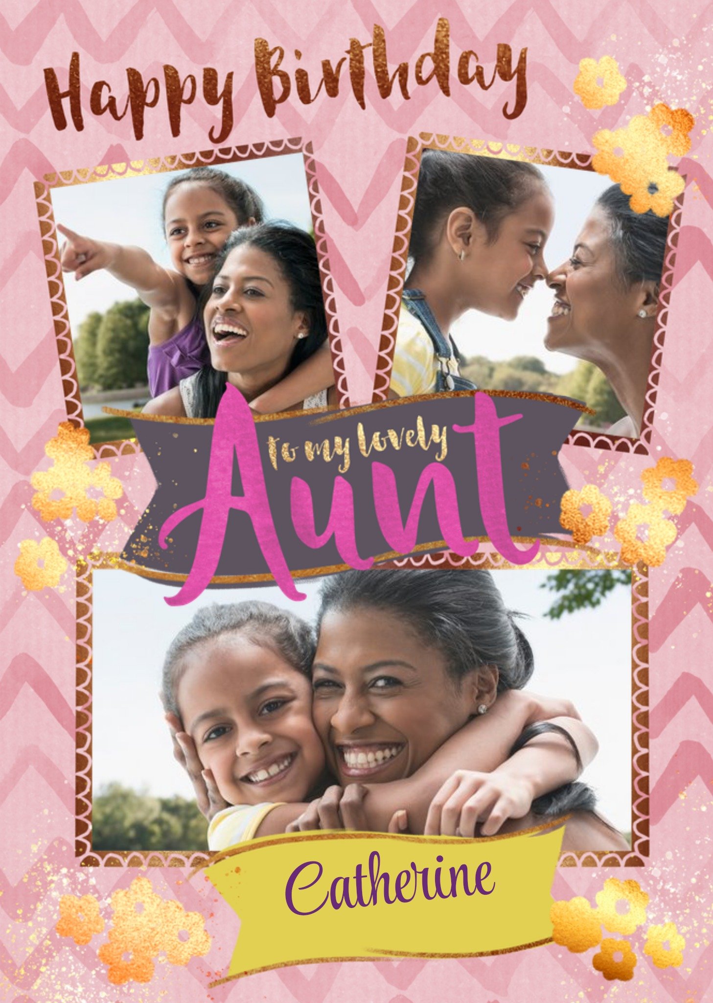 Moonpig Typographic Photo Upload Happy Birthday To My Lovely Aunt Card