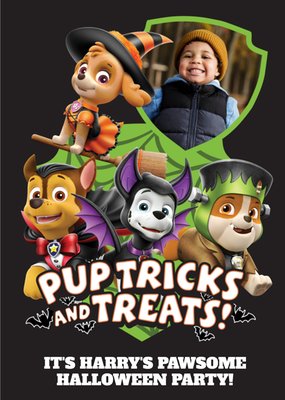 Paw Patrol Pup Tricks And Treats Personalised Halloween Party Invitation