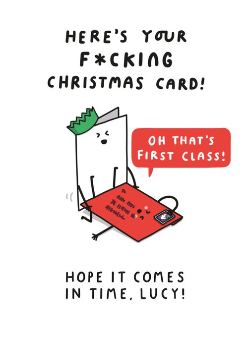 Funny Rude Illustrated Here's Your Christmas Card