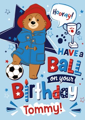 Paddington Bear Football Illustrated Birthday Card