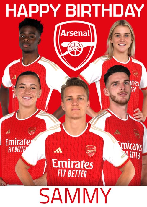 Arsenal Football Club Badge and Players Happy Birthday Card