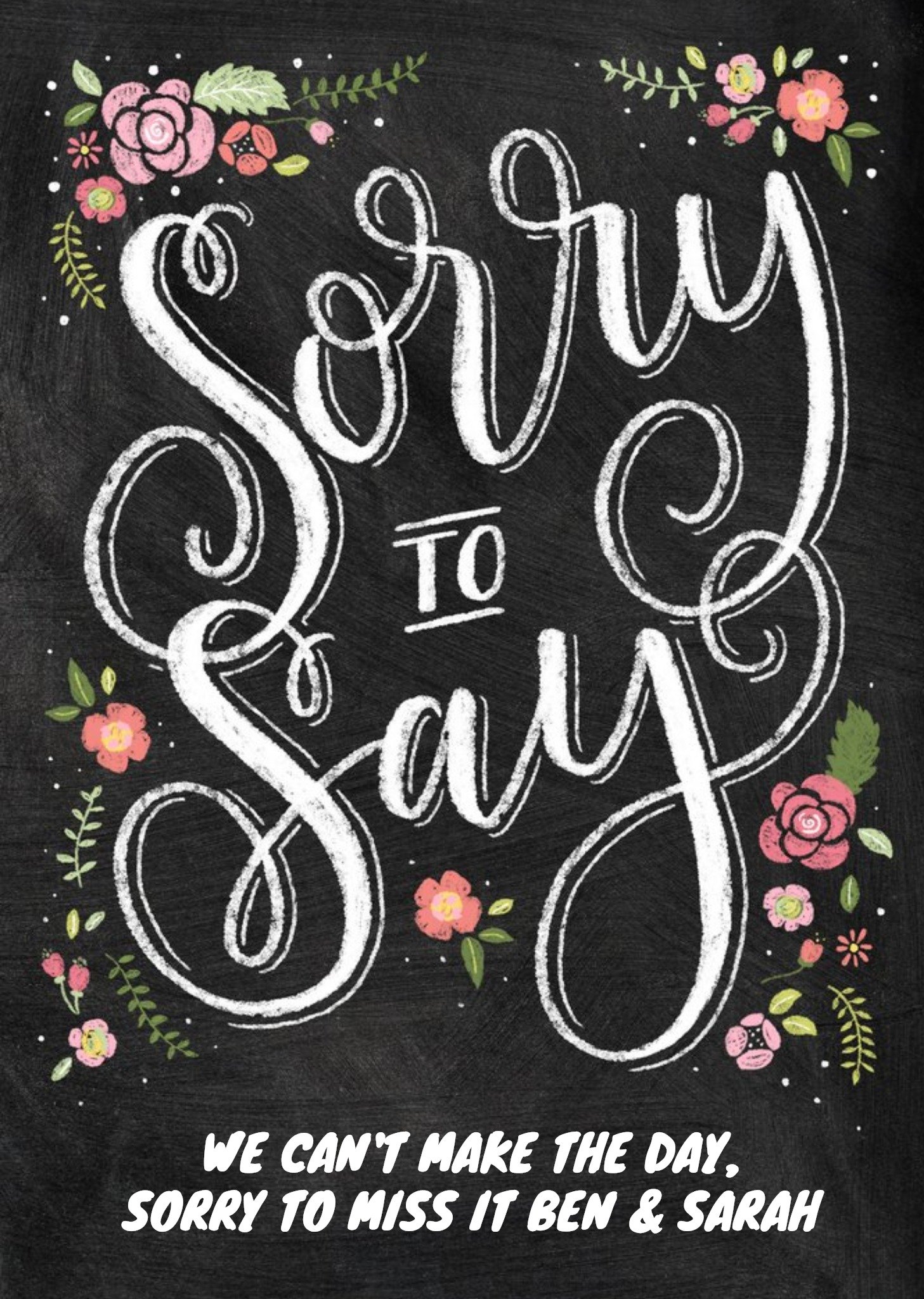 Moonpig Chalkboard Style Personalised Sorry To Say Card