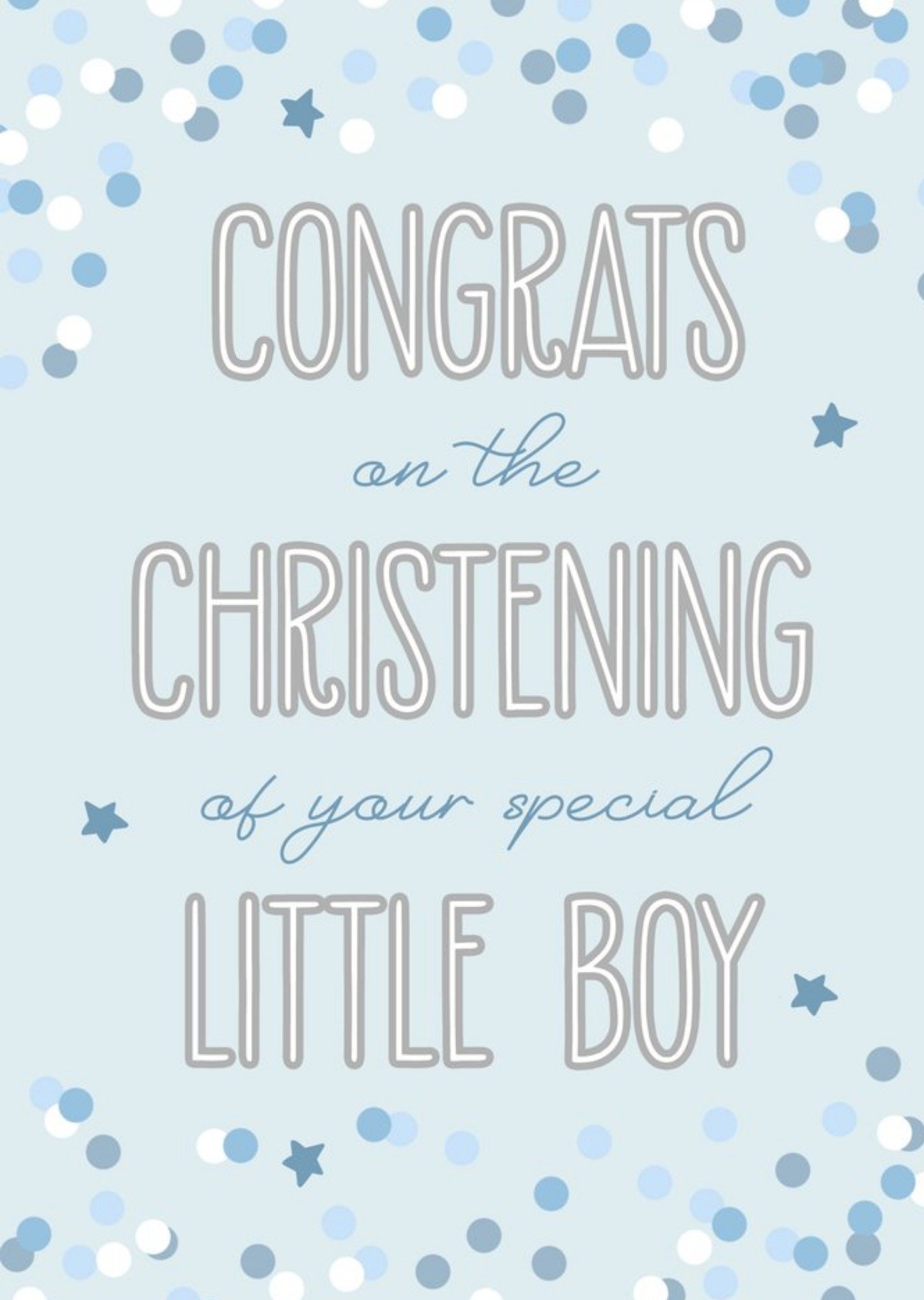 Moonpig Colourful Confetti Surrounds Typopgraphy Special Little Boy Christening Card