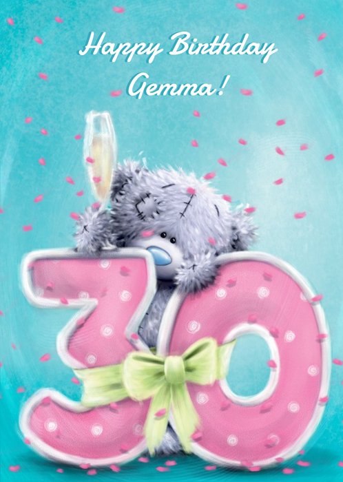 Tatty Teddy Cute Big Numbers 30th Birthday Card