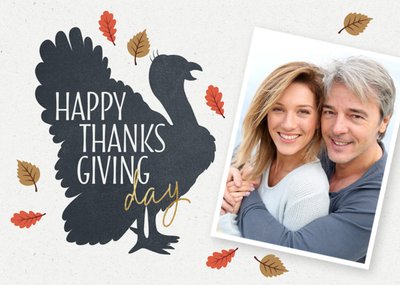 Happy Thanksgiving Day Illustrated Photo Upload Thanksgiving Card