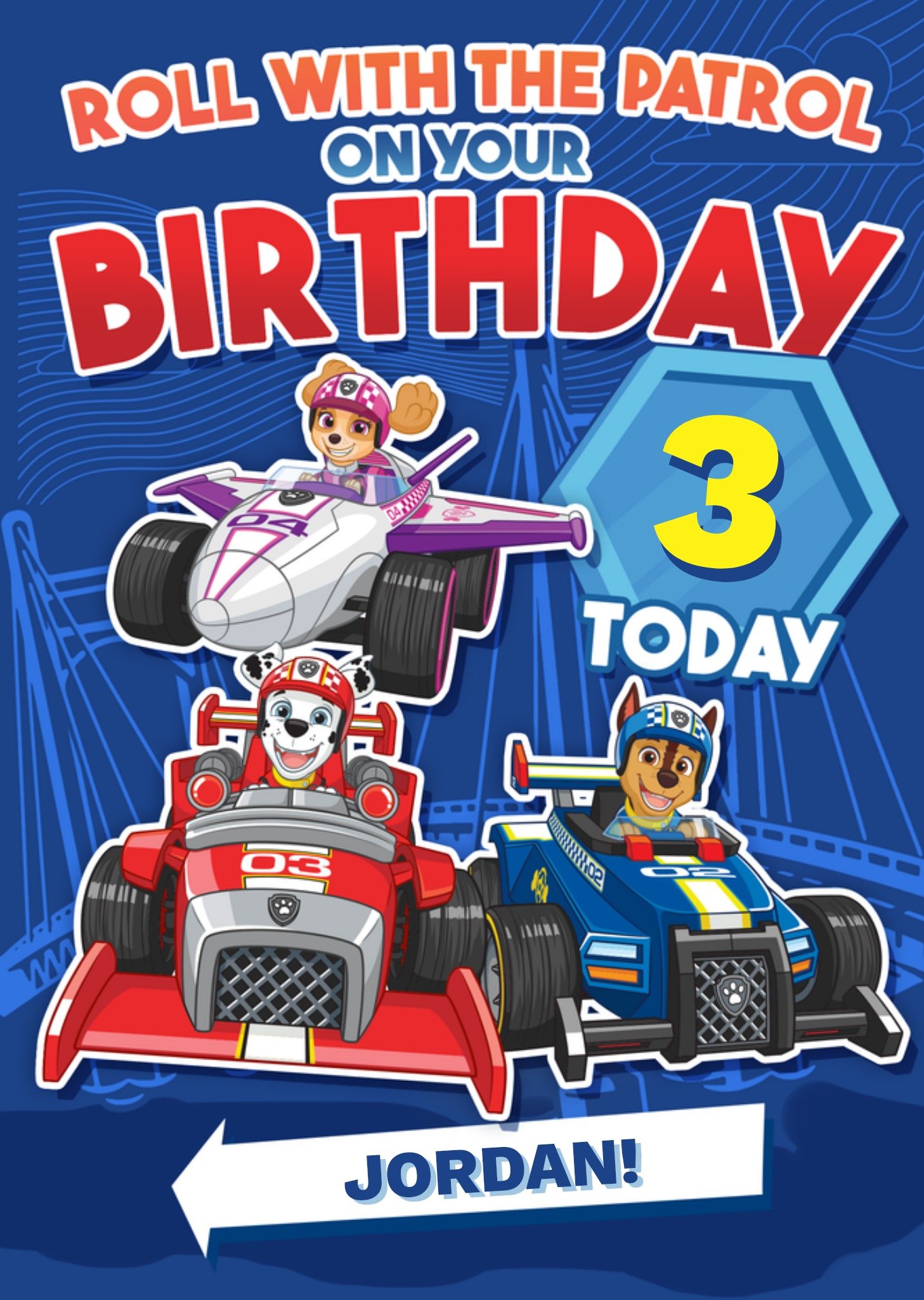 Paw Patrol Roll With The Patrol 3rd Birthday Illustrated Card