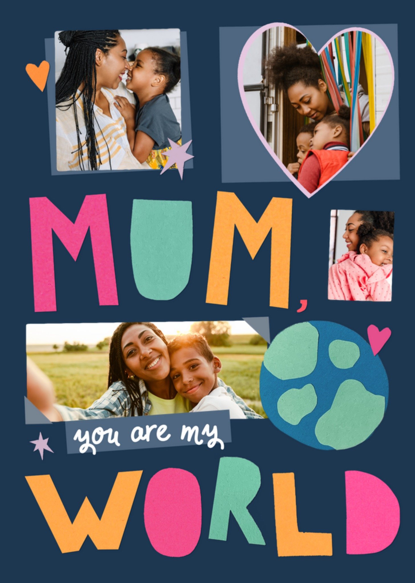 Moonpig Love And Joy Mum You Are My World Cutout Effect Graphics Photo Upload Mother's Day Card Ecar
