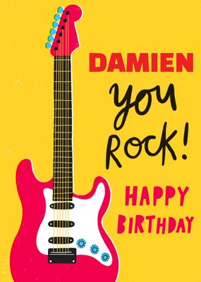 You Rock Happy Birthday Bright Graphic Birthday Card