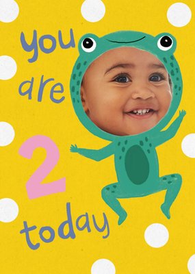 You Are 2 Today Frog Photo Upload Birthday Card