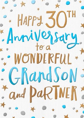 Grandson & Partner 30th Anniversary Card