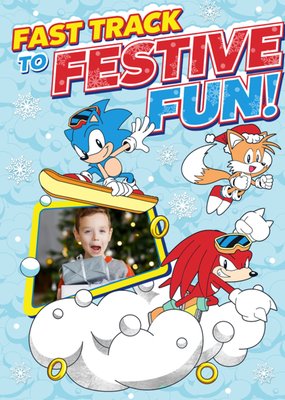 Sega Sonic the Hedgehog Fast Track To Festive Fun Photo Upload Christmas Card