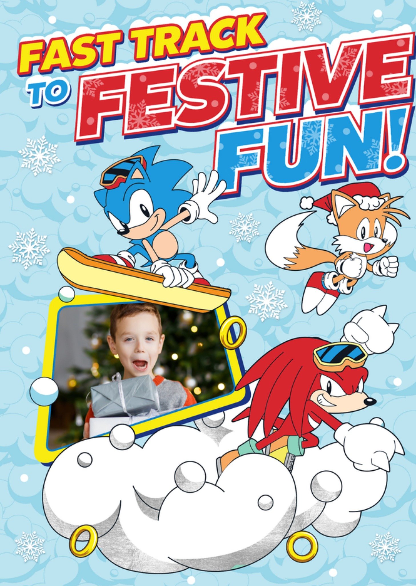 Sega Sonic The Hedgehog Fast Track To Festive Fun Photo Upload Christmas Card