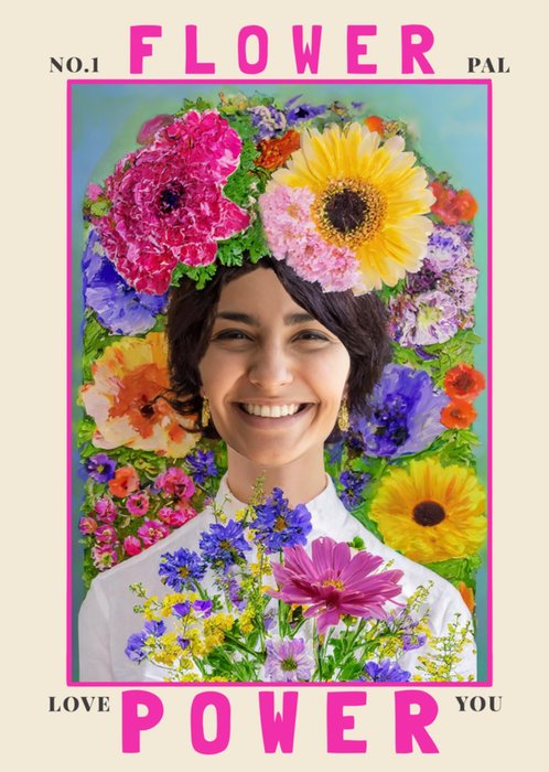 Flower Power Spoof Style Face In Hole Photo Upload Card