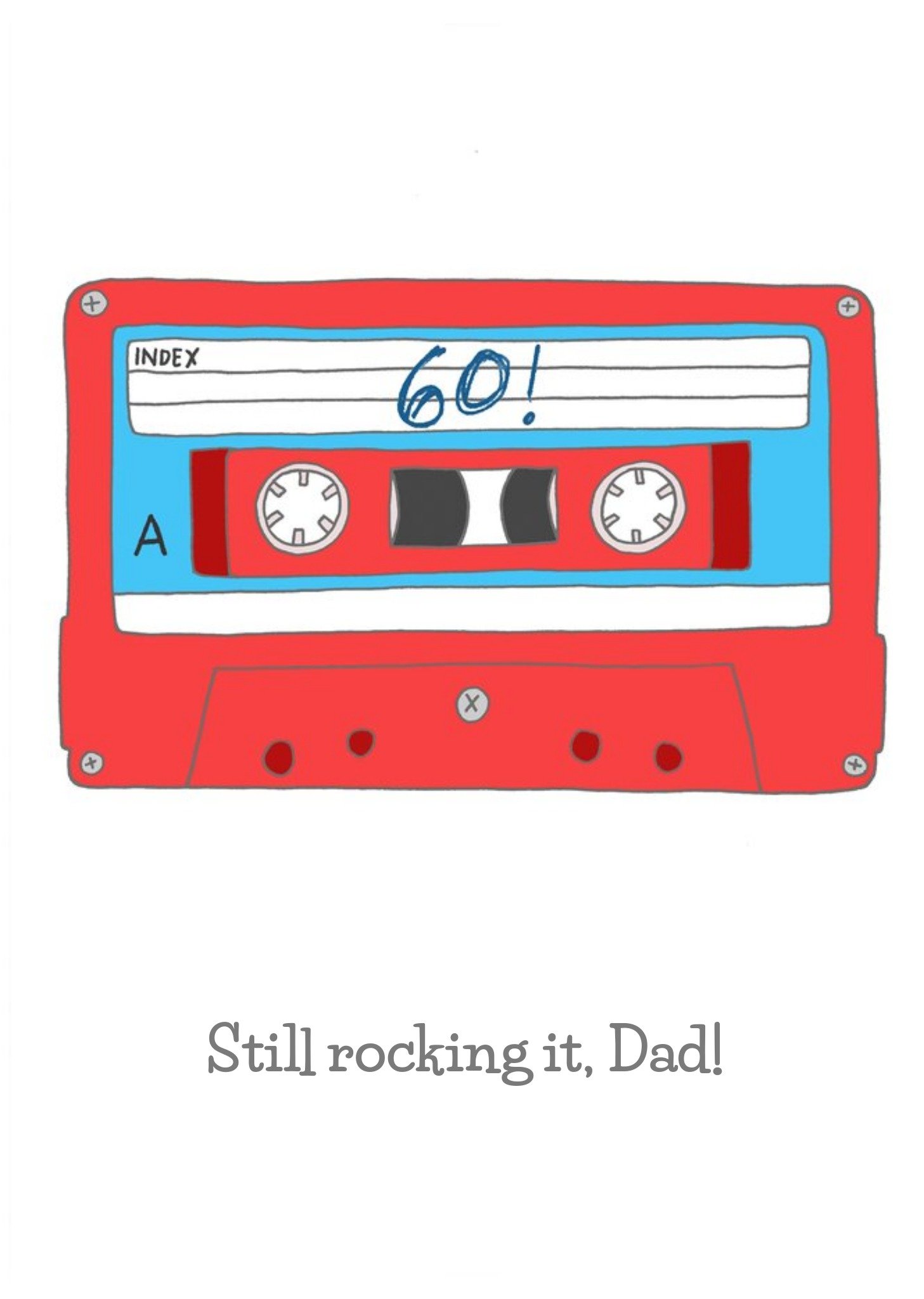 Moonpig Illustrated Cassette Tape 60 Still Rocking It Dad Birthday Card