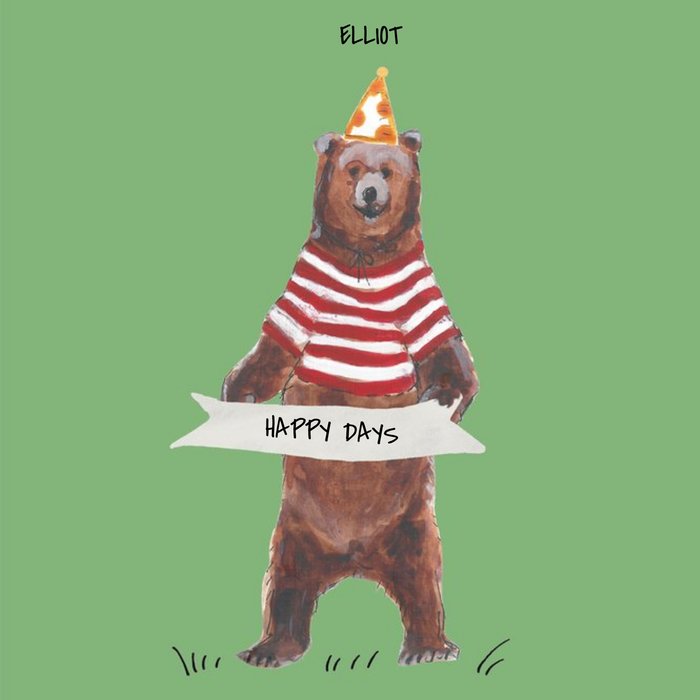 Bear birthday card - happy days