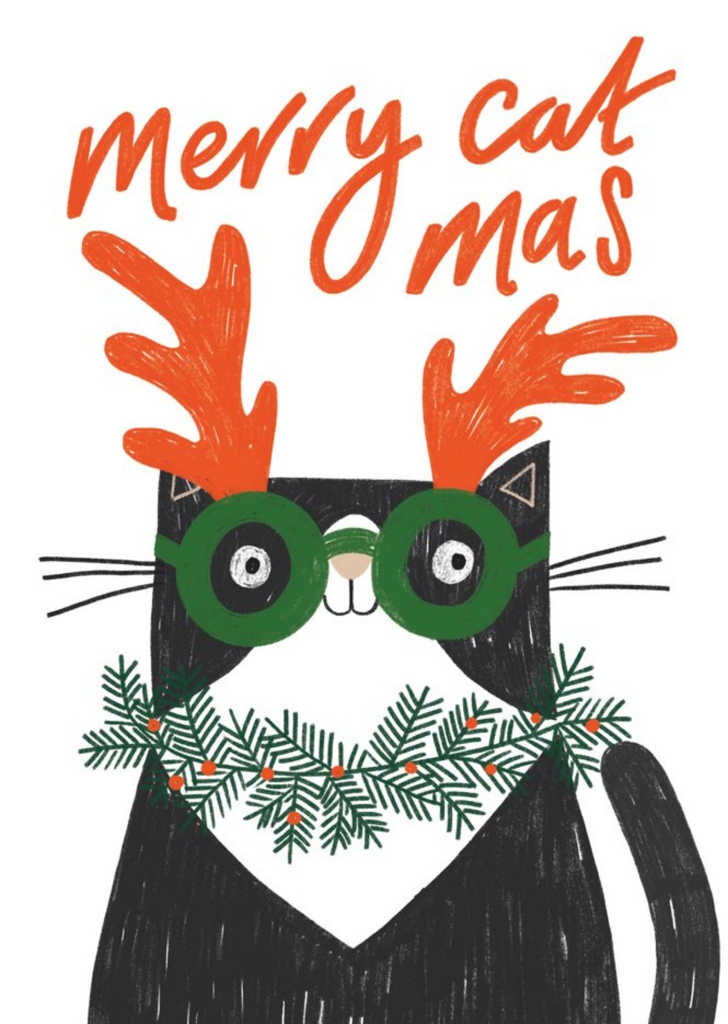 Moonpig Merry Cat Mass Cute Christmas Card