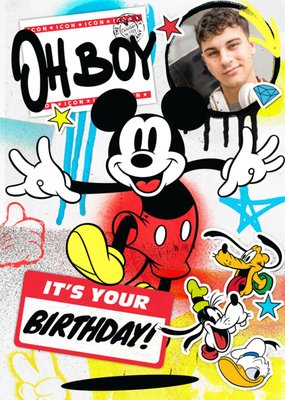 Disney Mickey Mouse Oh Boy It's Your Birthday Photo Upload Card