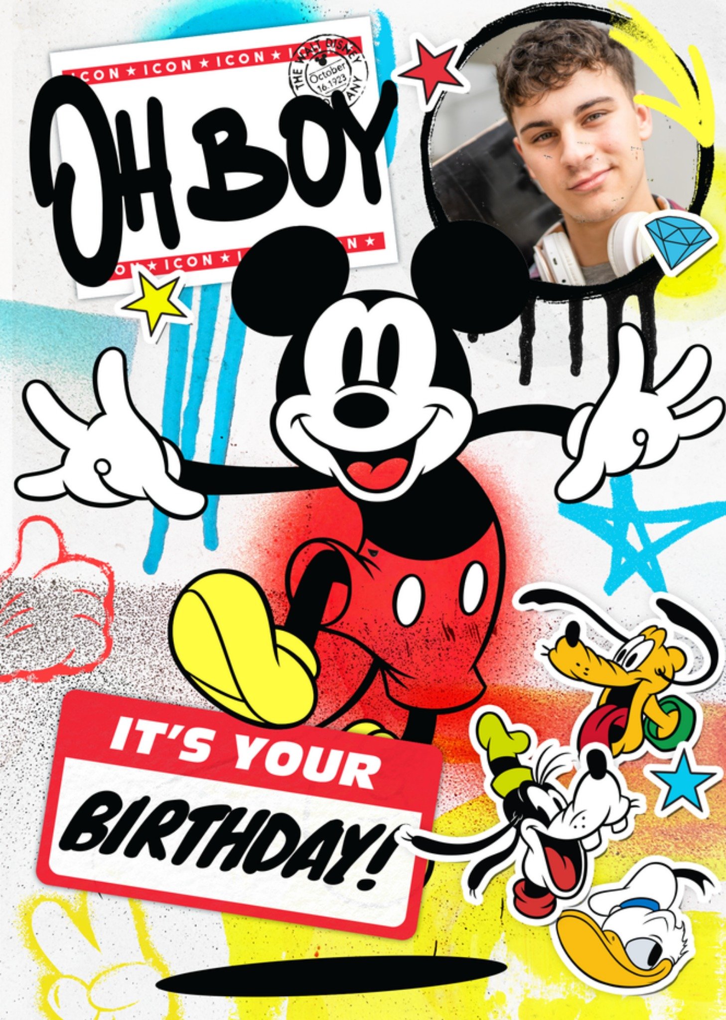 Disney Mickey Mouse Oh Boy It's Your Birthday Photo Upload Card Ecard