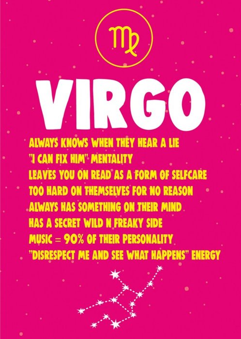 Cheeky Chops Virgo Star Sign Birthday Card